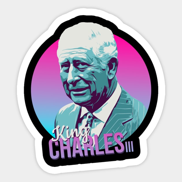 king charles retrowave Sticker by Thermul Bidean